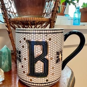 Mosaic Initial Mug - Black and White